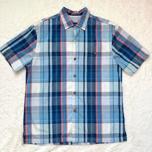 Tommy Bahama Shirt Men’s Medium Bering Blue Madras Magic Island Zone NEW‎
